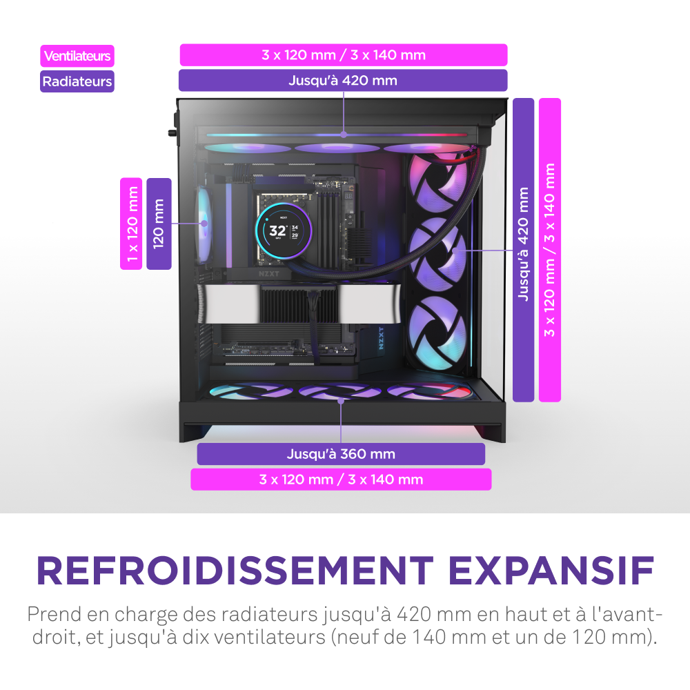 NZXT H9 Flow RGB Noir Noir - Boîtier PC NZXT - Cybertek.fr - 9