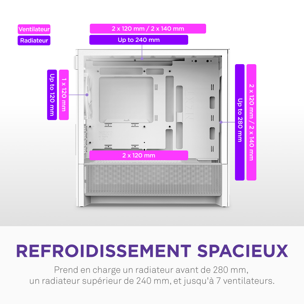 NZXT H3 Flow Blanc Blanc - Boîtier PC NZXT - Cybertek.fr - 8