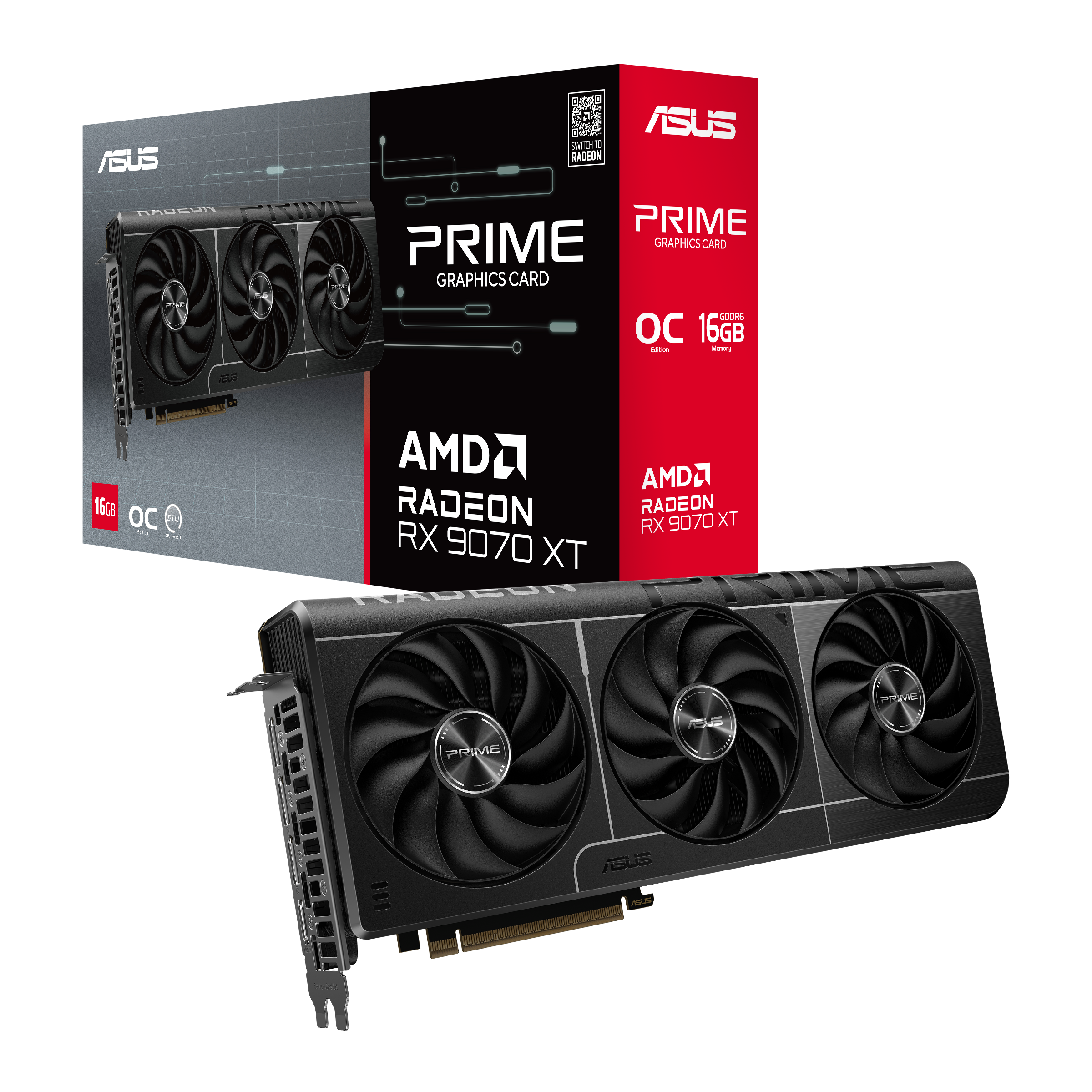 Asus Prime Radeon RX 9070 XT OC Edition 16GB GDDR6 - Carte graphique - 0