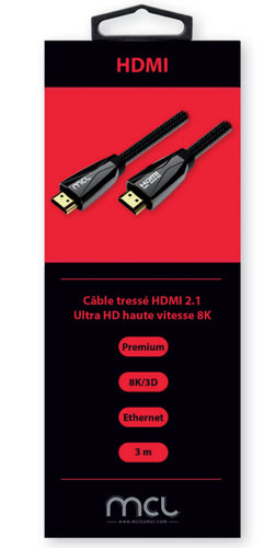 Câble HDMI 2.1 Highspeed + Ethernet mâle/mâle - 3m - 2