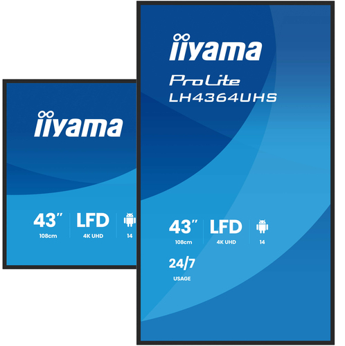 Iiyama LH4364UHS-B1AG 43" - 4K VA 6.5ms Android 14 OS iiShare Wifi (LH4364UHS-B1AG) - Achat / Vente Affichage dynamique sur Cybertek.fr - 2