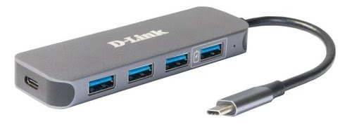 D-Link 5 Ports - USB-C vers USB 3.0/USB-C Power delivery  - Hub - 0
