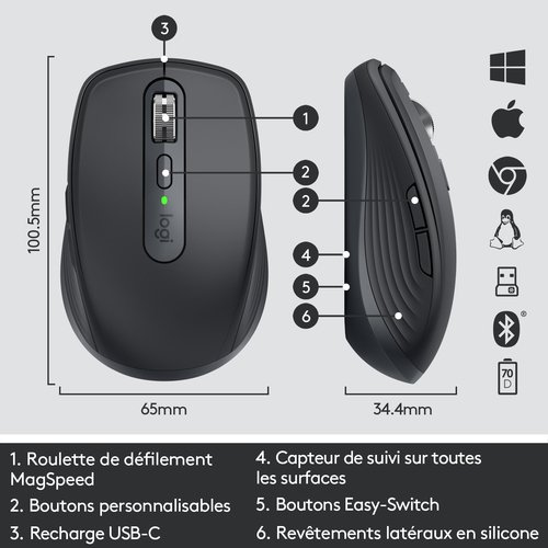 Logitech MX Anywhere 3 Graphite - Souris PC Logitech - Cybertek.fr - 6