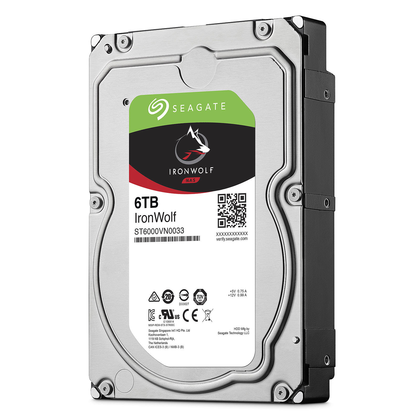 Seagate 6To SATA III 256Mo IronWolf ST6000VN001 - Disque dur 3.5" interne - 1