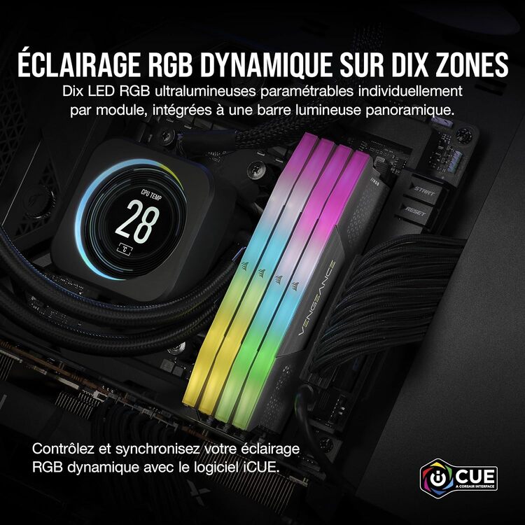 Corsair Vengeance RGB 32Go (2x16Go) DDR5 6000MHz - Mémoire PC Corsair sur Cybertek.fr - 3
