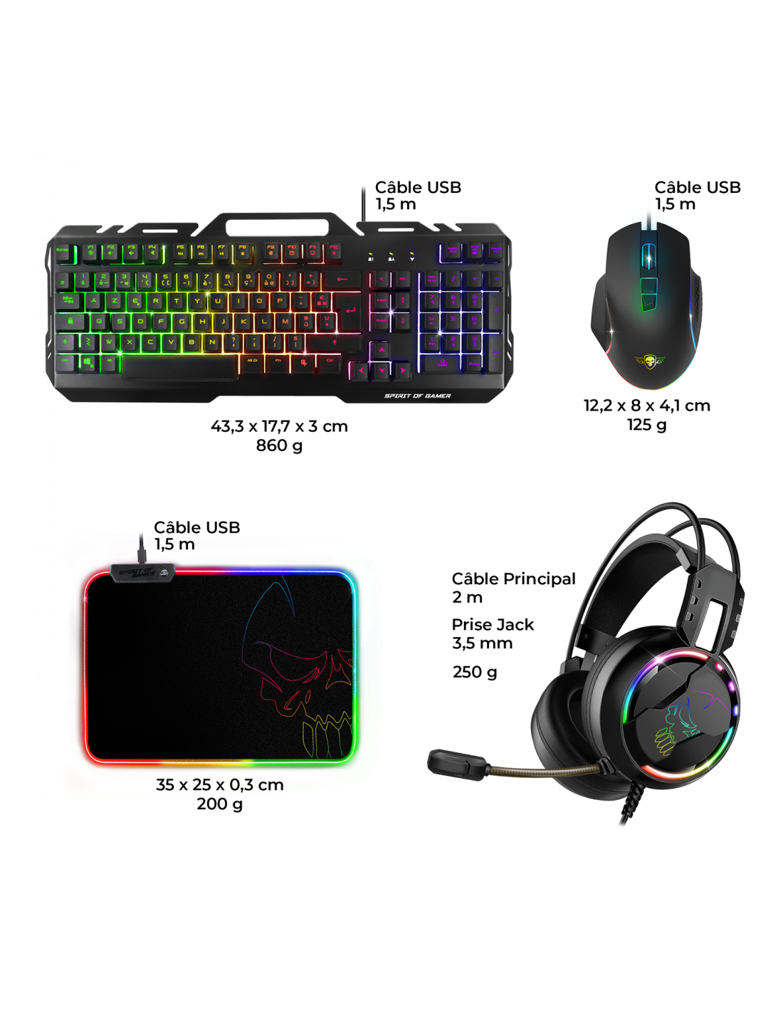 Spirit Of Gamer 4 en 1 Ultimate 300 - Clavier/Souris/Tapis/Casque (CLS-MKH300) - Achat / Vente Pack Peripheriques sur Cybertek.fr - 7
