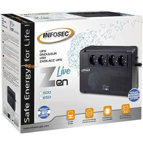 ZEN LIVE 500VA - 4 prises - Onduleur Infosec - Cybertek.fr - 1