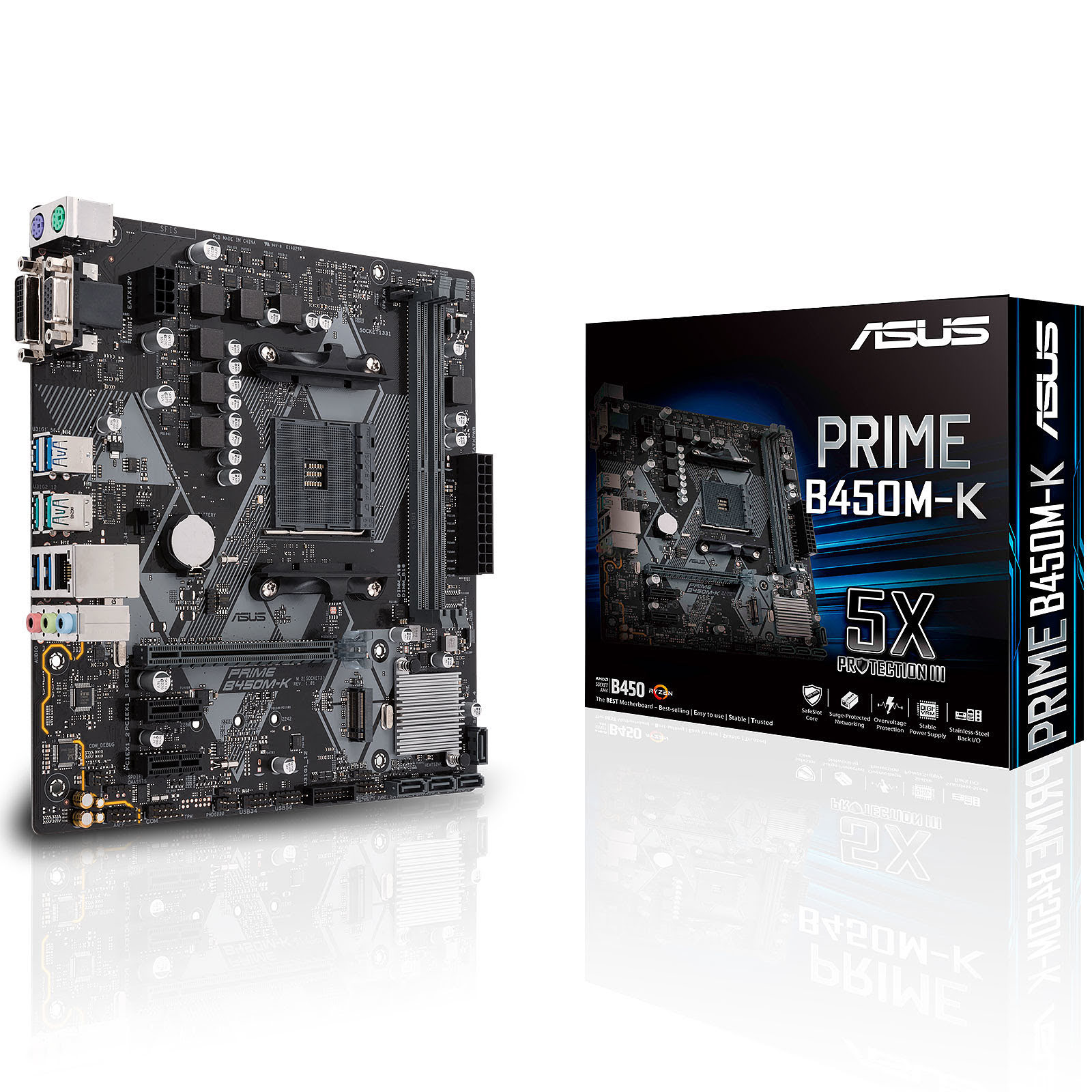 Asus PRIME B450M-K Micro-ATX DDR4 - Carte mère Asus - Cybertek.fr - 0