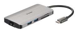 Accessoire PC portable D-Link 8 Ports - USB-C vers HDMI/Eth/USB/USB-C/microSD/SD Cybertek