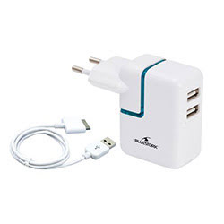 Bluestork Adaptateur Secteur 2xUSB Dont 1x2100mA