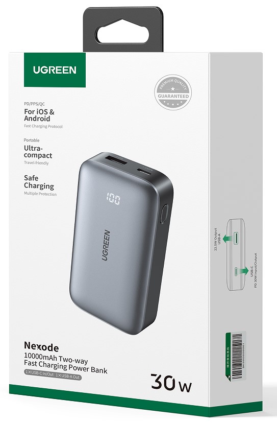 Batterie externe USB-C + USB-A/10000mAh/30W/Gris - 1