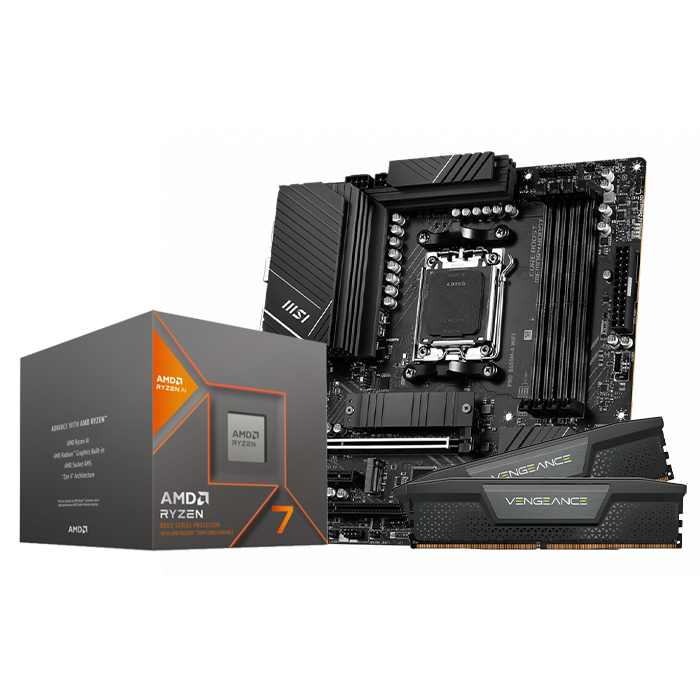 PRO B650M-A WIFI + R7 8700G + Vengeance Black 2x16 - Cybertek.fr - 0