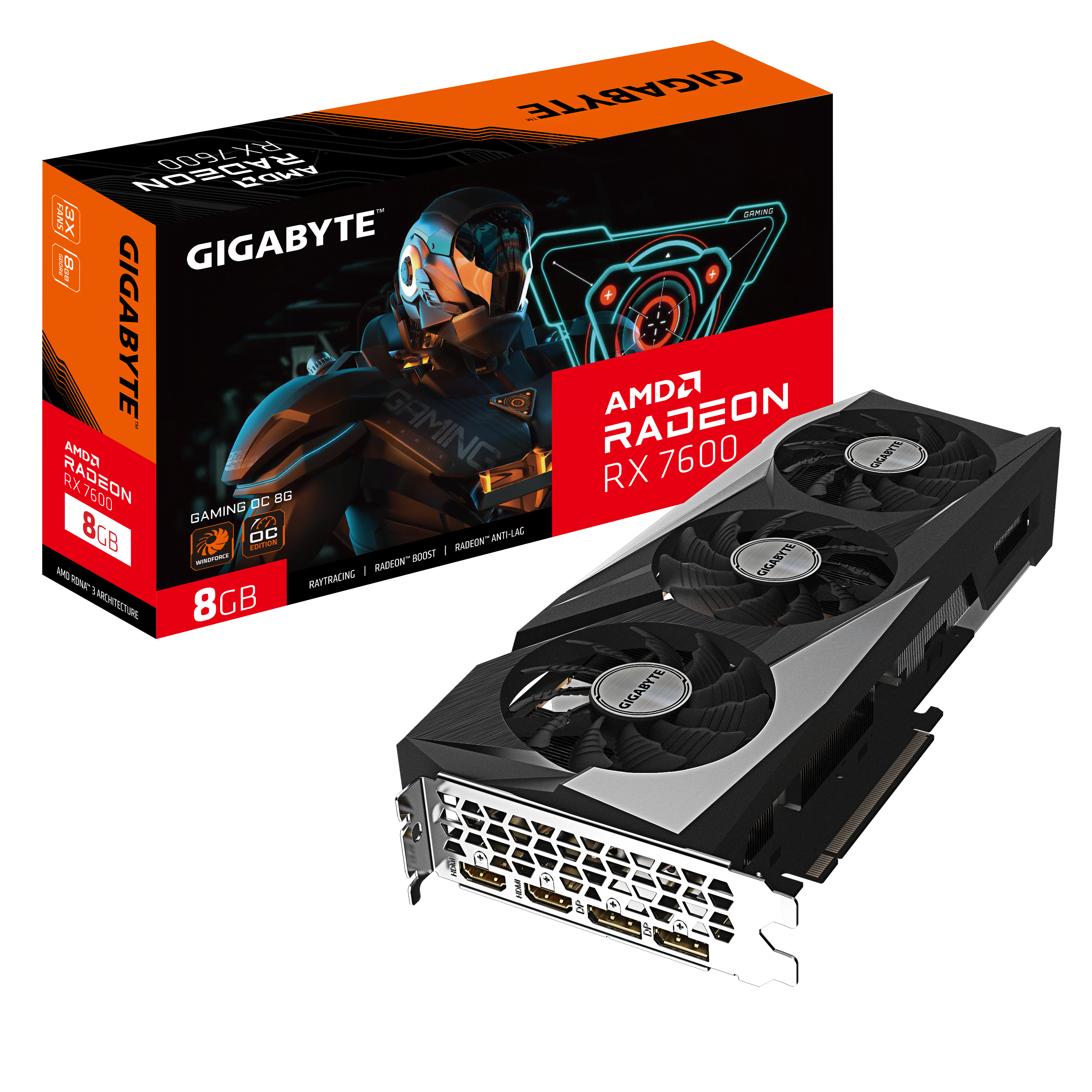 image produit Gigabyte RADEON RX 7600 GAMING OC 8G Cybertek