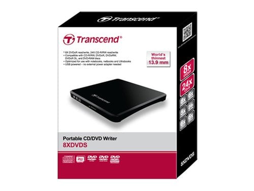 Graveur Transcend USB2 Externe Slim TS8XDVDS-K Noir 8x