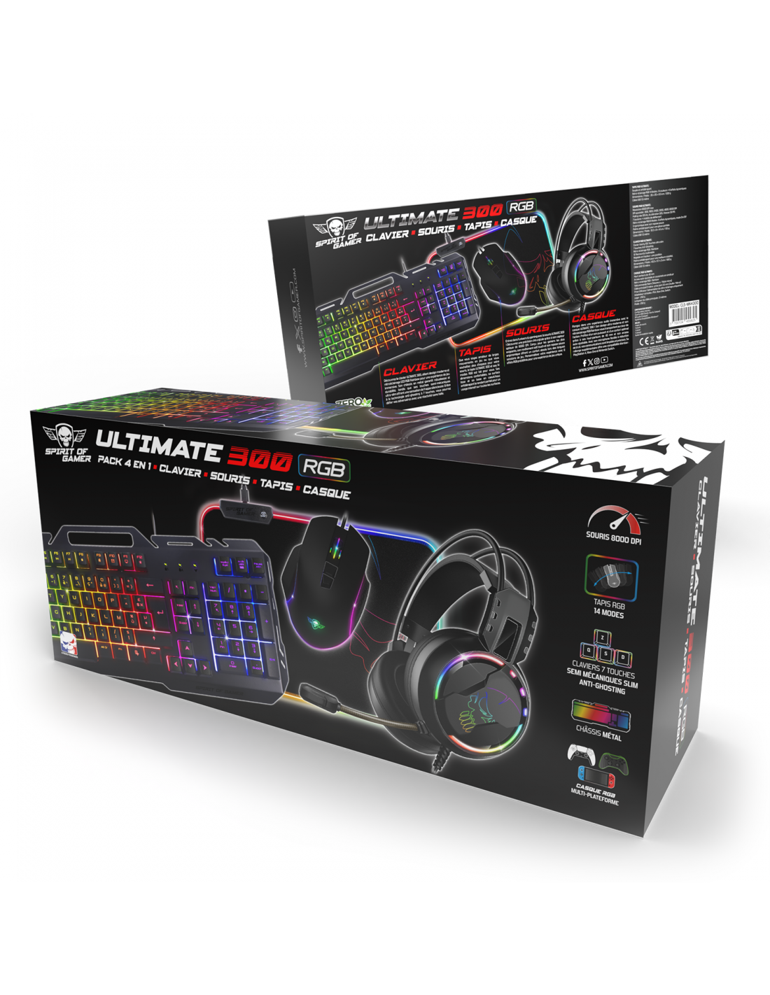 Spirit Of Gamer 4 en 1 Ultimate 300 - Clavier/Souris/Tapis/Casque (CLS-MKH300) - Achat / Vente Pack Peripheriques sur Cybertek.fr - 8