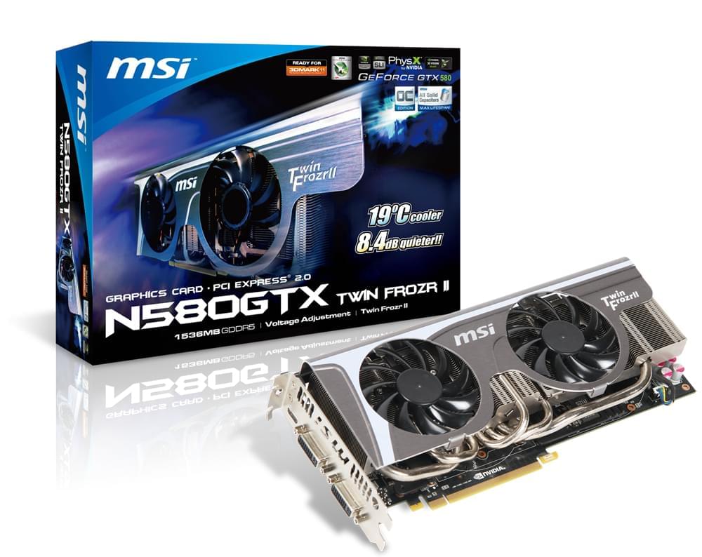 MSI GF GTX 580 N580GTX Twin Frozr II/OC 1.5Go - Carte graphique - 0