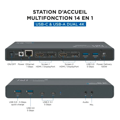 Station d'accueil 5K (ou Dual 4K) DisplayLink - T'nB - 1