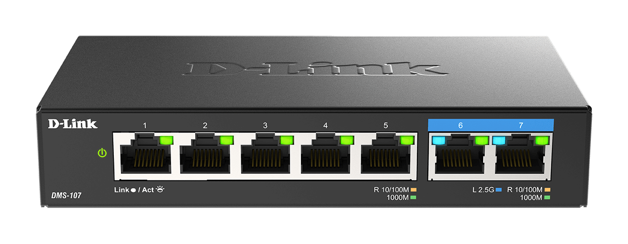 Switch D-Link 5 Ports Gigabit + 2 Ports 2.5G - DMS-107/E - 0