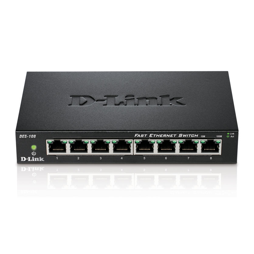 Switch D-Link 8 ports 10/100 boitier métal - DES-108 - Cybertek.fr - 0