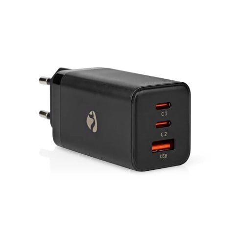 Nedis Chargeur GaN Power Delivery 65W - 3 ports - Noir (WCGPD65W100BK) - Achat / Vente Chargeur sur Cybertek.fr - 3