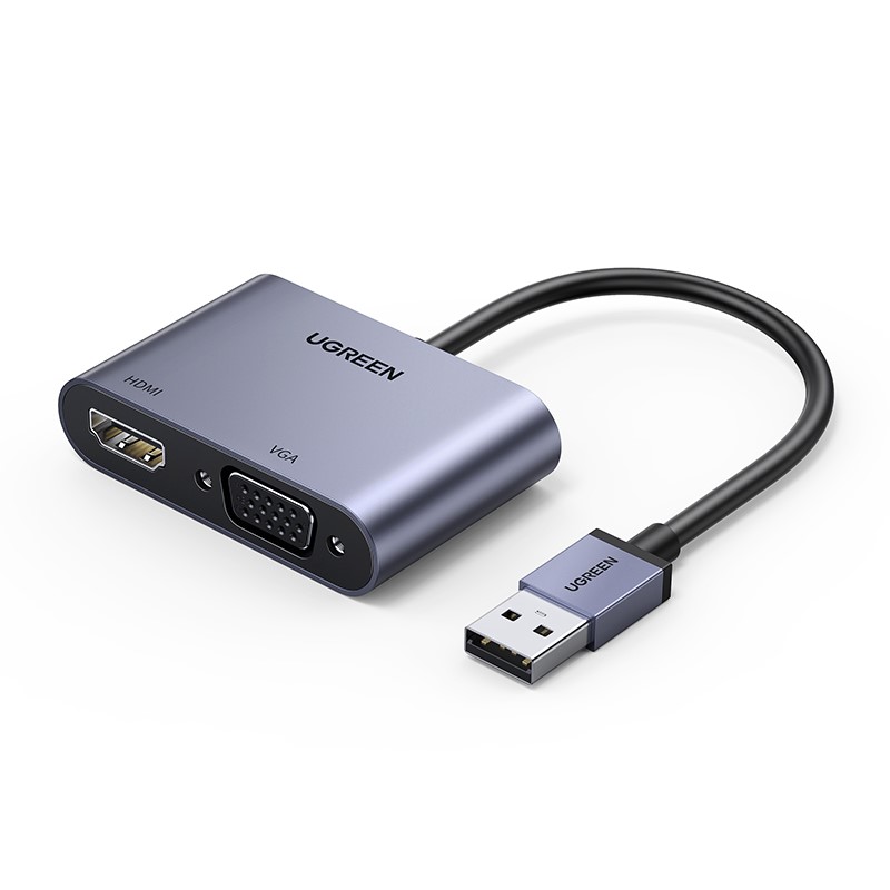 Adapatateur USB-A vers HDMI+VGA/60Hz/0.25m/Gris - 0