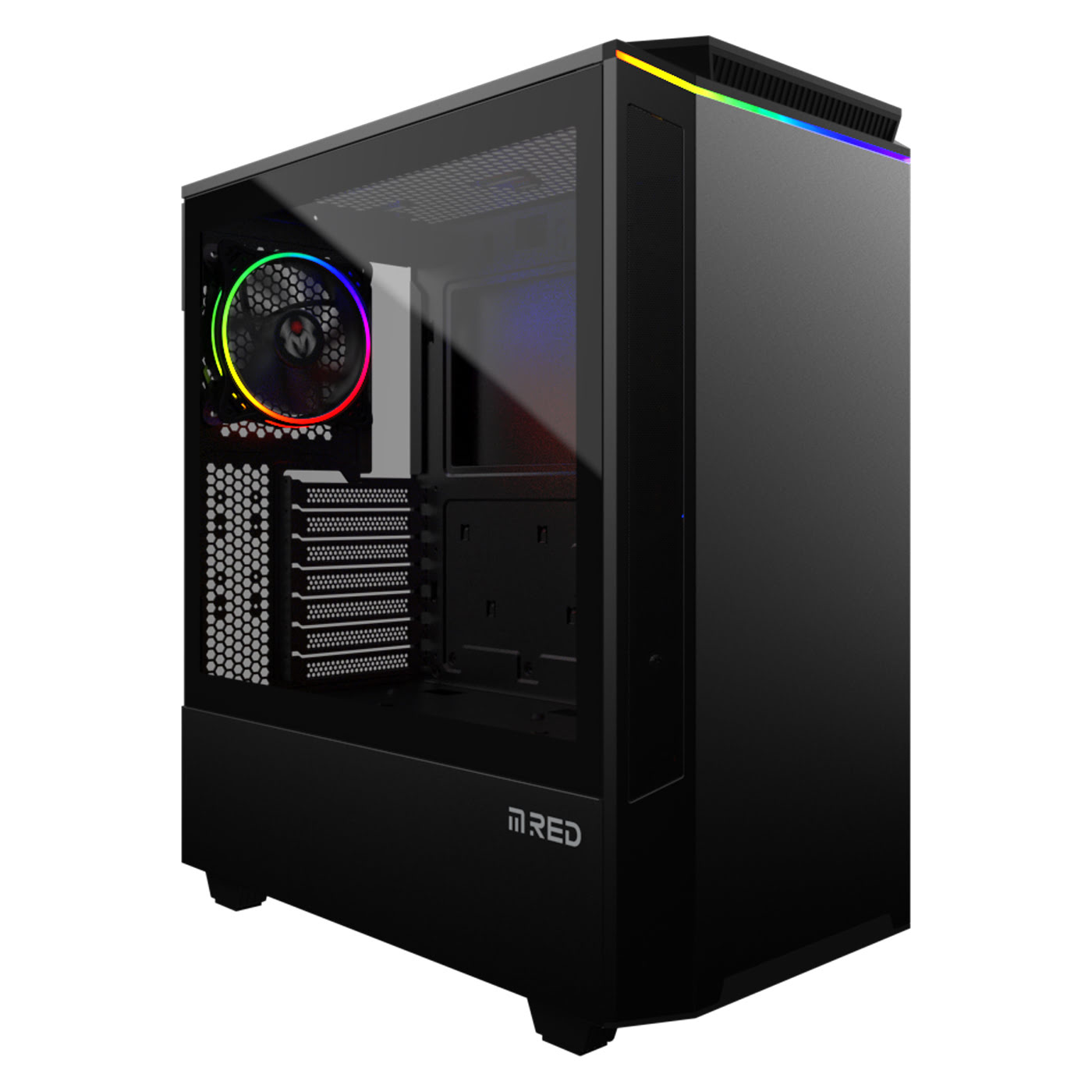 Boitier PC Gamer RGB Noir, Moyen Tour Gaming Vide, 3 Ventilateurs, ATX, ITX