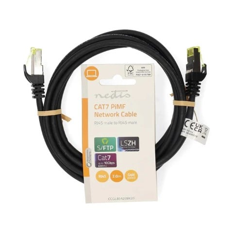Câble RJ45 Cat7 S/FTP - 2m - Noir - Connectique réseau - 0