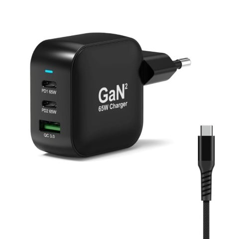 Port Chargeur mural 65W GaN 3 ports + Câble USB-C - 2m (902065PEU) - Achat / Vente Chargeur sur Cybertek.fr - 0