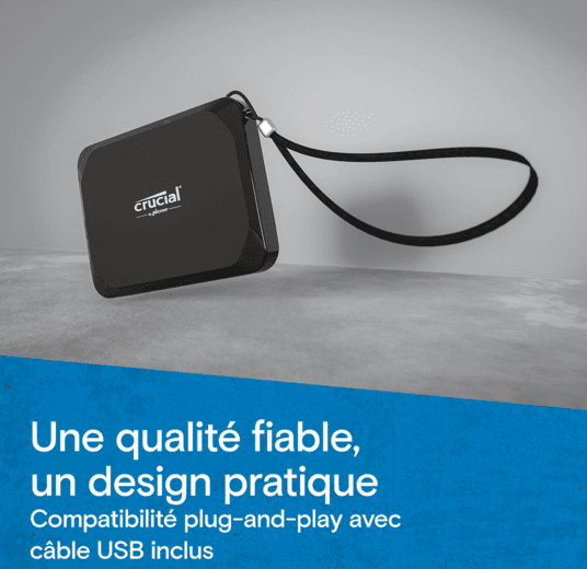 Crucial X9 2TB PORTABLE SSD - USB 3.2 Gen 2 (CT2000X9SSD9) - Achat / Vente Disque SSD externe sur Cybertek.fr - 3