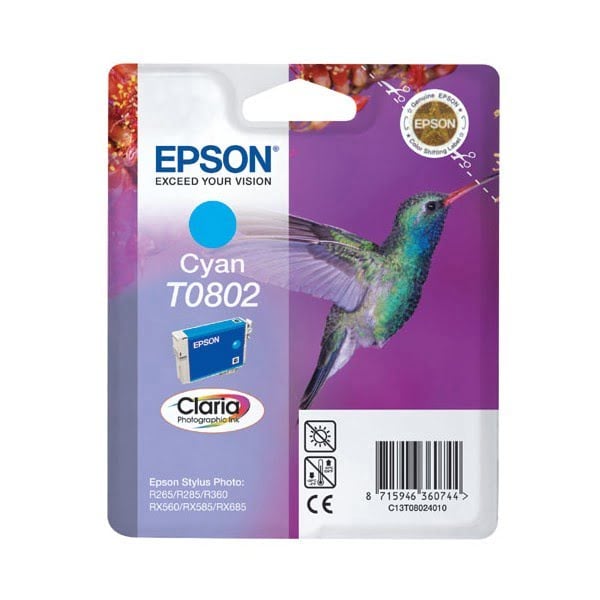 Consommable imprimante Epson Cartouche Claria T0802 Cyan