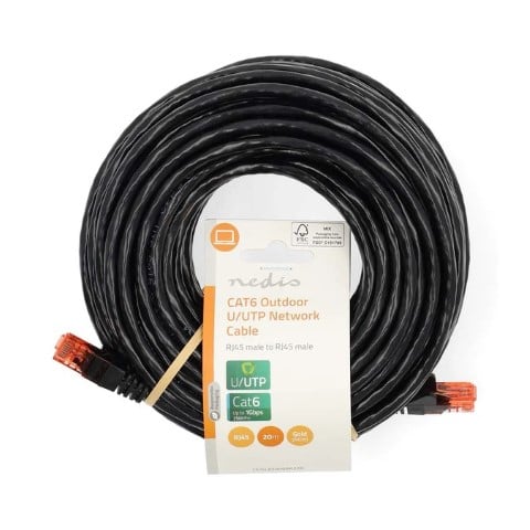 Câble RJ45 Cat6 U/UTP - 20m - Noir - Connectique réseau - 0