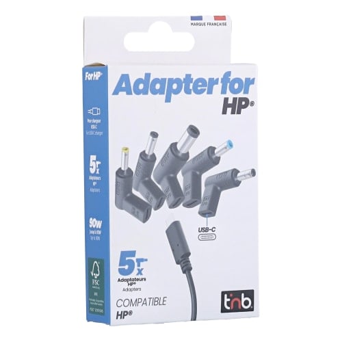 T'nB 5 Embouts chargeurs USB-C vers HP - Noir (CHTIPHP) - Achat / Vente Chargeur sur Cybertek.fr - 1