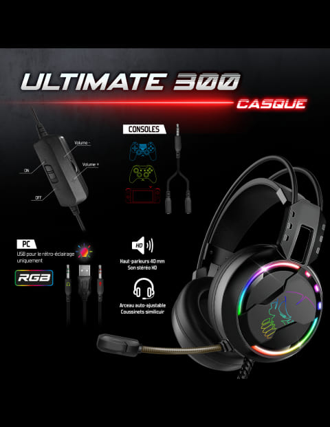 Spirit Of Gamer 4 en 1 Ultimate 300 - Clavier/Souris/Tapis/Casque (CLS-MKH300) - Achat / Vente Pack Peripheriques sur Cybertek.fr - 6