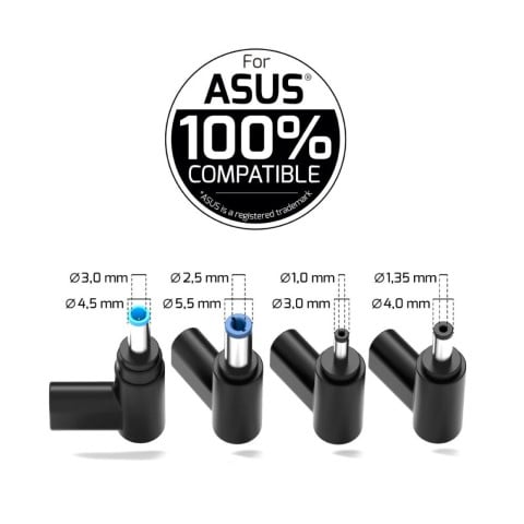Port Alimentation secteur GaN 65W pour Asus - 4 embouts (904065ASEU) - Achat / Vente Chargeur sur Cybertek.fr - 1