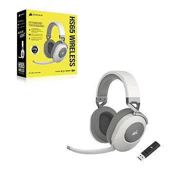 Micro-casque Corsair HS65 Wireless v2 Blanc