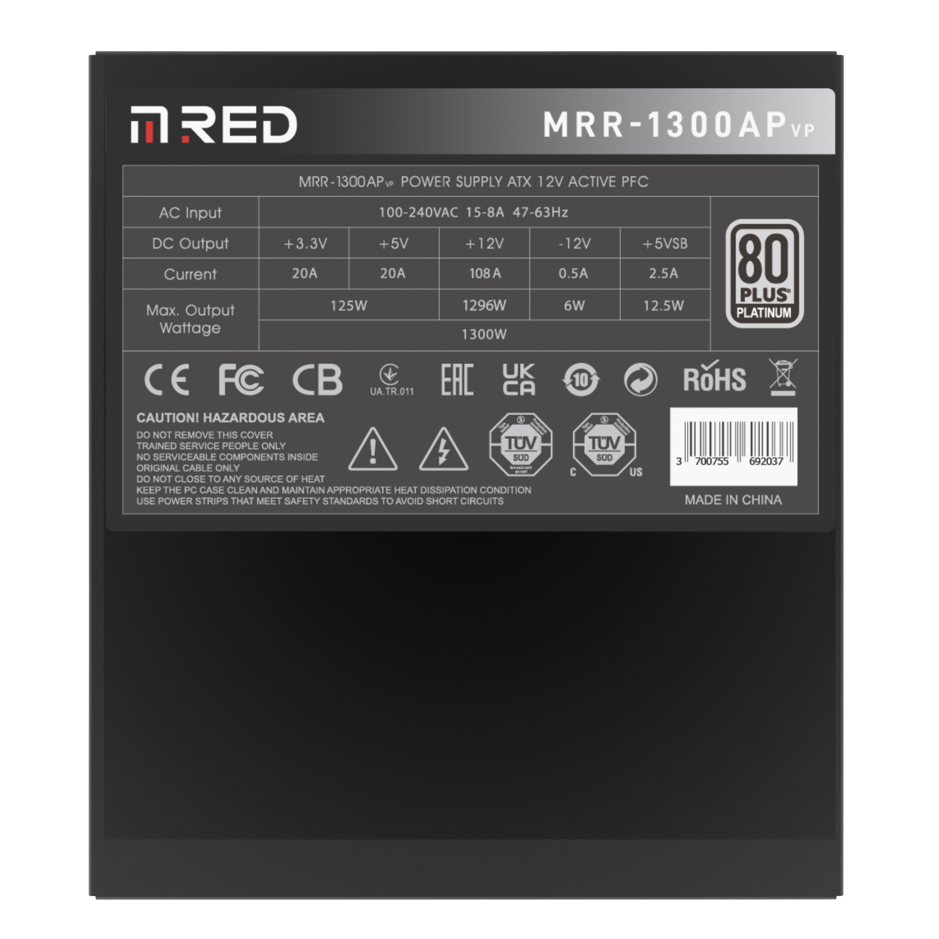 M.RED 80+ Platinum (1300W) - Alimentation M.RED - Cybertek.fr - 4