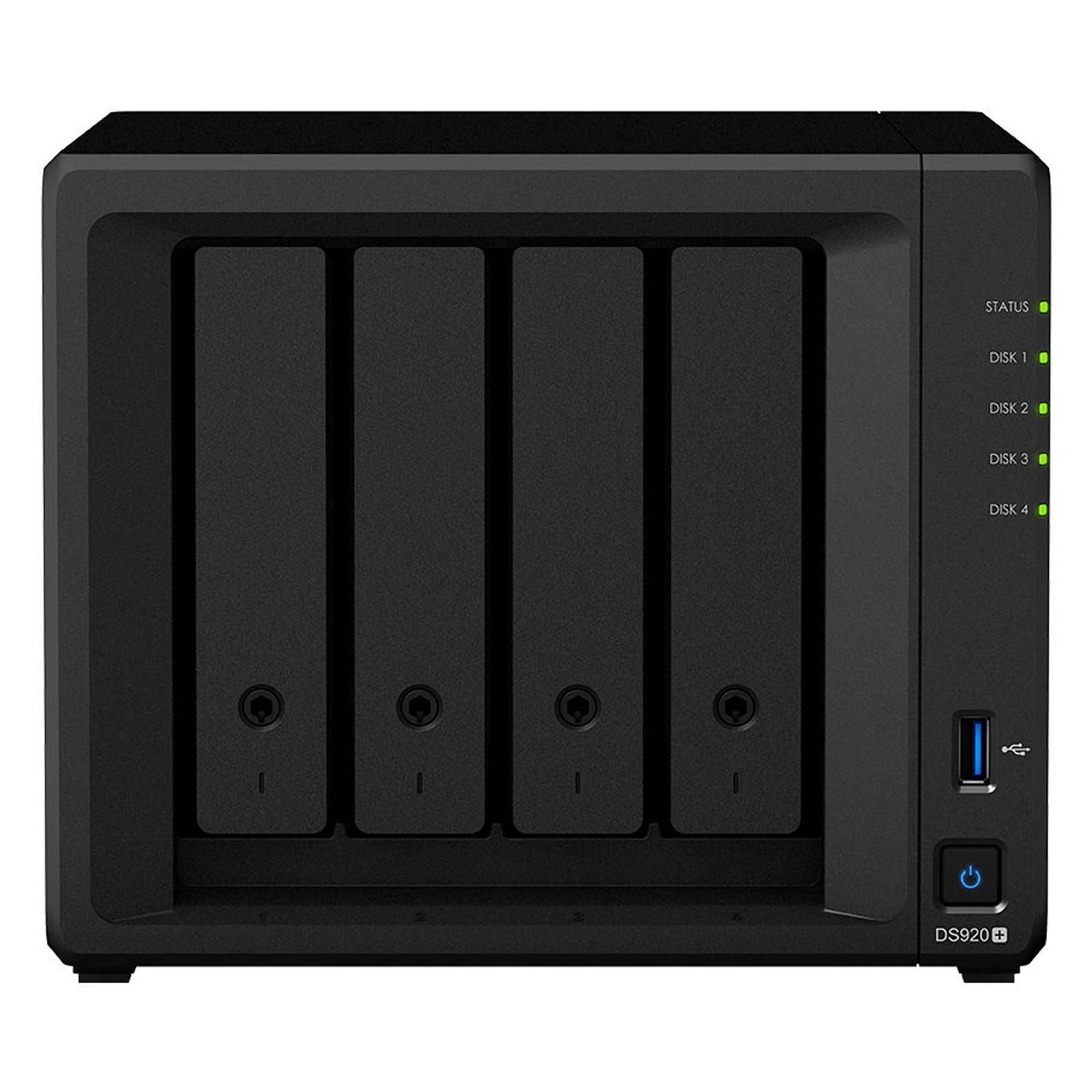 NAS Synology DS920+ – Bundle 4 HDD 3To RAID5 + 2 SSD Cache 256Go RAID1 (occasion)