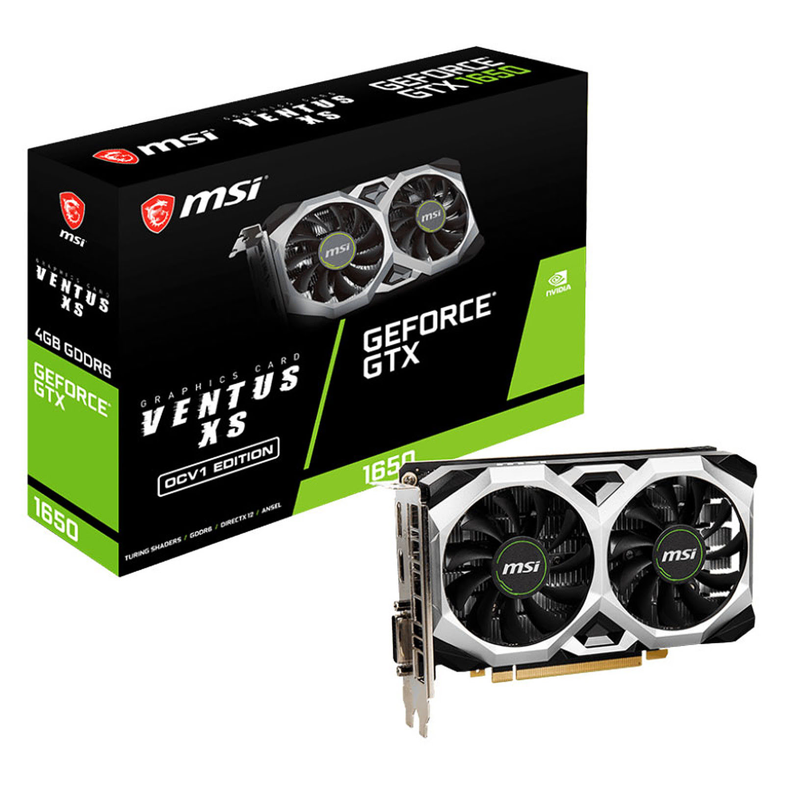 MSI GTX 1650 D6 VENTUS XS OCV1 -GTX1650/4G/DVI/HDMI/DP - Carte graphique - 0