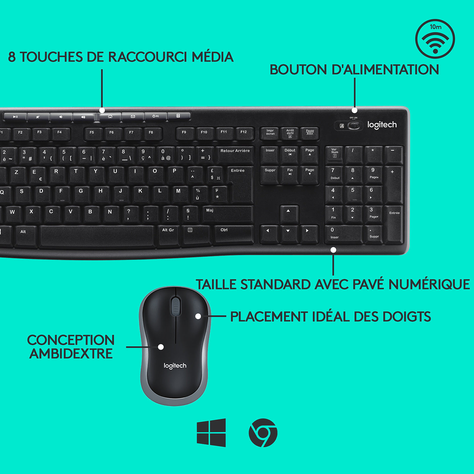 Logitech Wireless Desktop MK270 - Pack Clavier/Souris - 1