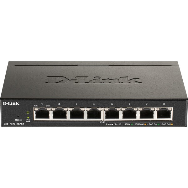 image produit D-Link 8 Ports PoE+ Gigabit - DGS-1100-08PV2 Cybertek