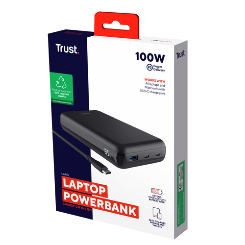 Trust Powerbank Laro - 20000mAh/100W/USB-C - Noir  (25240) - Achat / Vente Batterie Externe  sur Cybertek.fr - 7