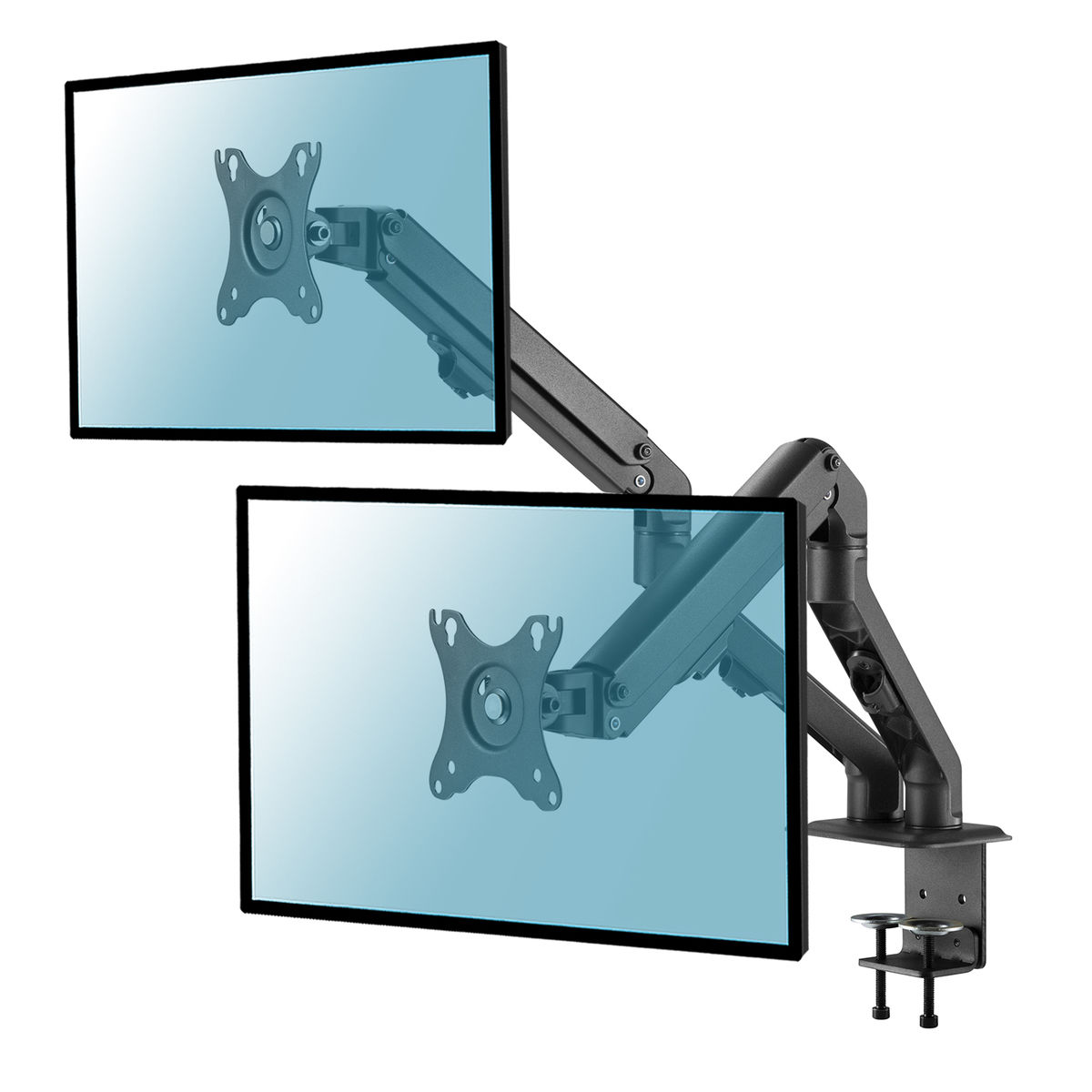 image produit Kimex International Support avec ressort mécanique 2 écrans 17" à 27"  Cybertek