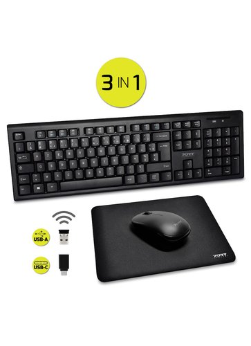 Port ESSENTIEL SANS FIL souris+clavier+tapis USB-C/A - Pack Clavier/Souris - 2