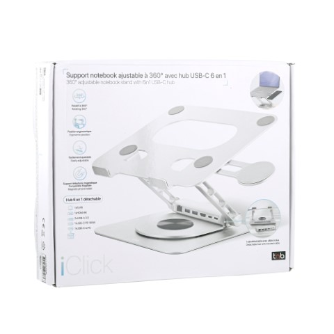 iClick Support notebook/6 ports/Gris - T'nB - 2