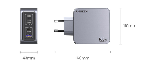 UGREEN Chargeur secteur 160W 4 ports + Câble USB-C - 1,5m (25877) - Achat / Vente Chargeur sur Cybertek.fr - 7