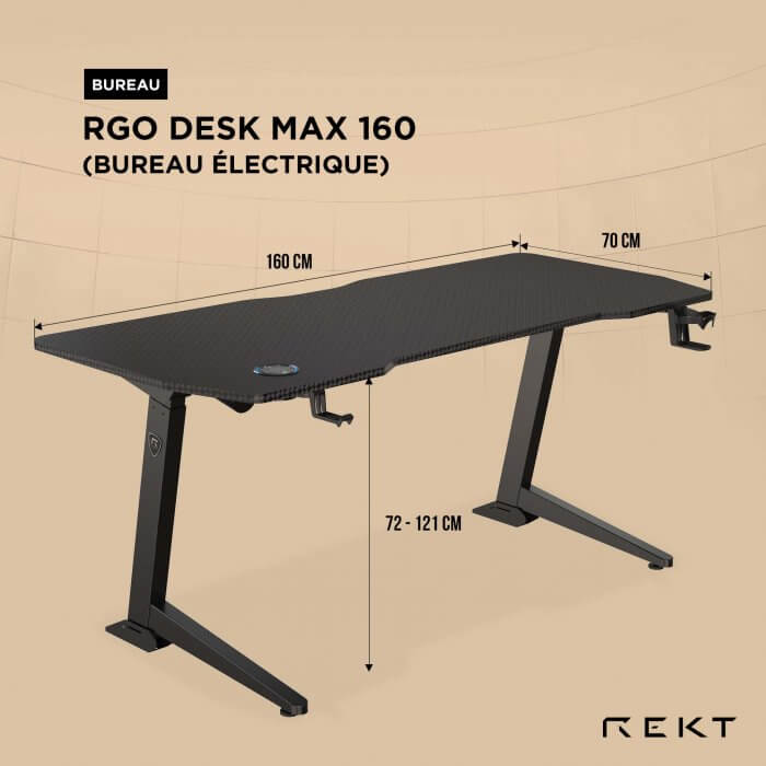 REKT RGo Desk Max 160 (RGODKMAX160) - Achat / Vente Bureau sur Cybertek.fr - 12