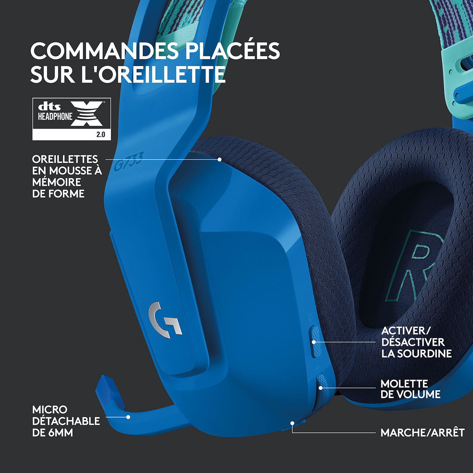 Logitech G733 LightSpeed RGB 7.1 Surround RGB - Micro-casque - 1