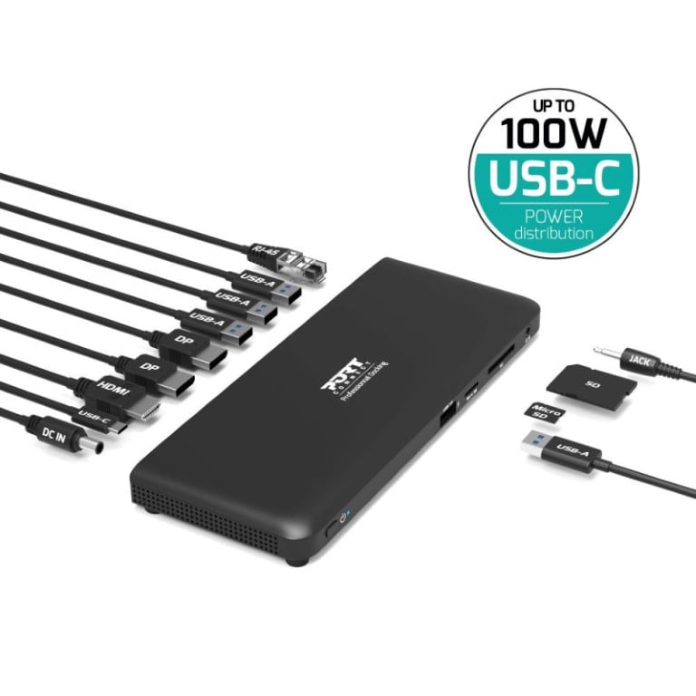 Station d'accueil USB-C/11 ports/100W/Noir - Port - 1