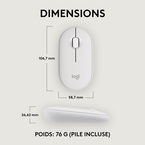 Logitech PEBBLE M350S White - Souris PC Logitech - Cybertek.fr - 9