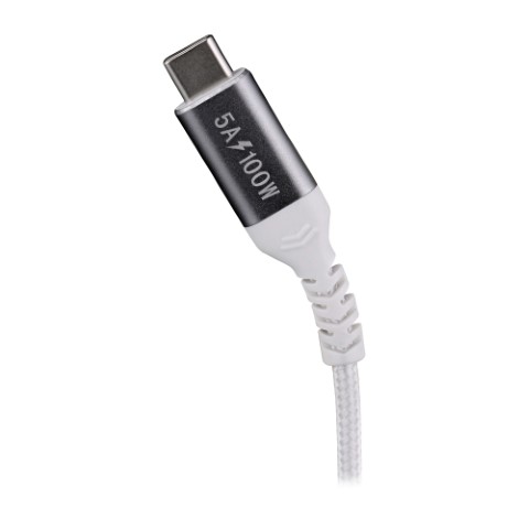 Câble USB-C vers USB-C/100W/Tressé/2m/Blanc - Connectique PC - 2